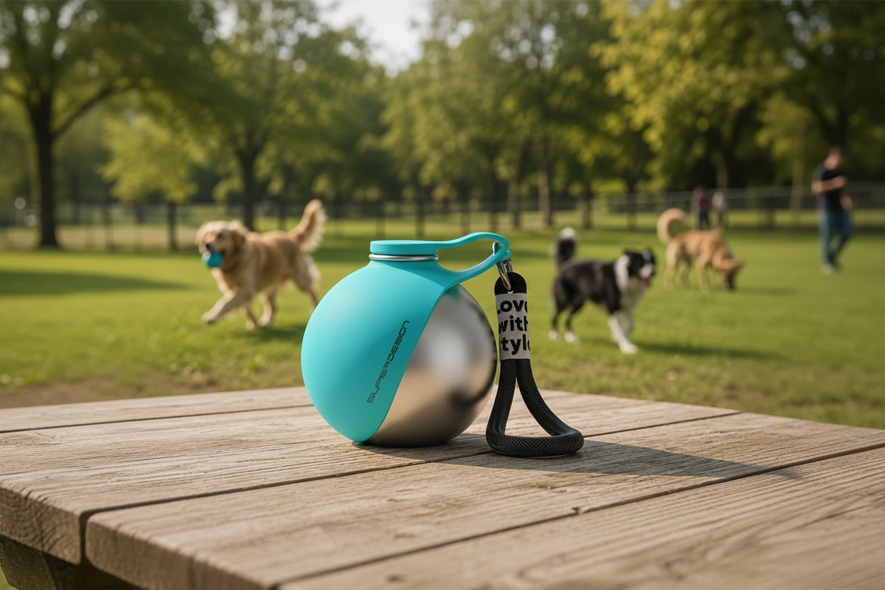 Producto en parque con perros